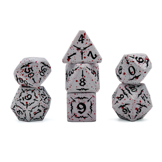 7-teiliges RPG Würfelset Metall: Antique Bloody Snow