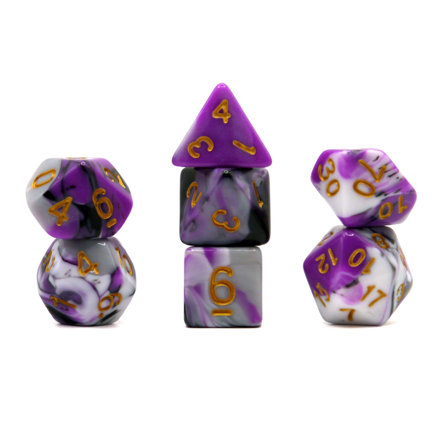 7-teiliges RPG Würfelset Mehrfarbig: Marble Lilac
