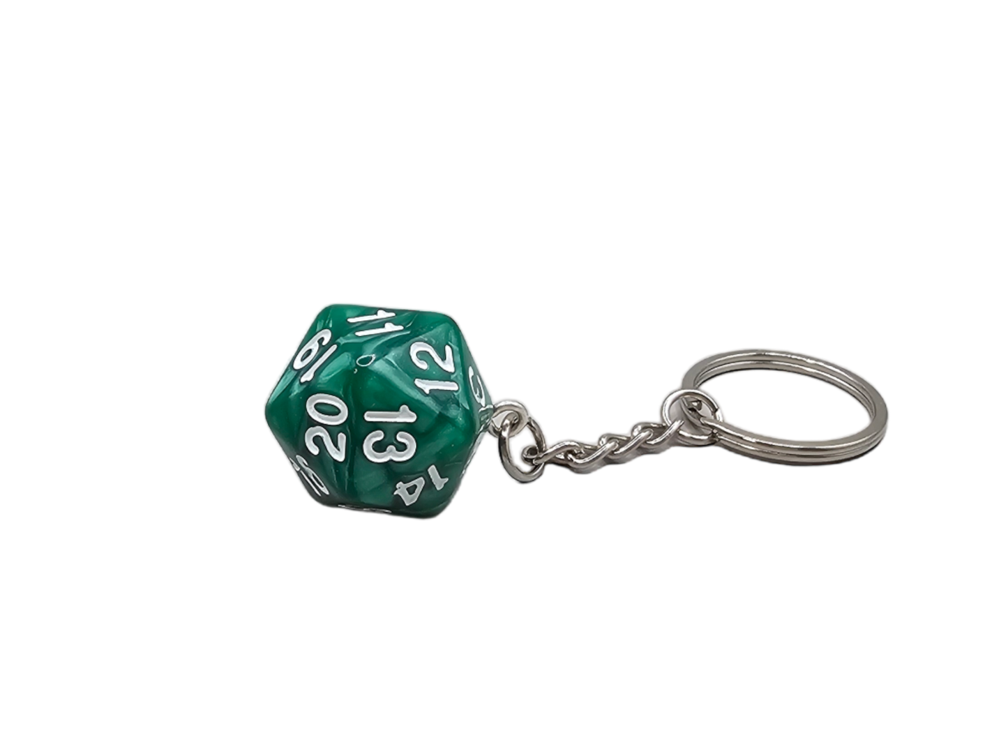 D20 Spindown Keychain Green