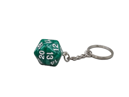 D20 Spindown Keychain Green