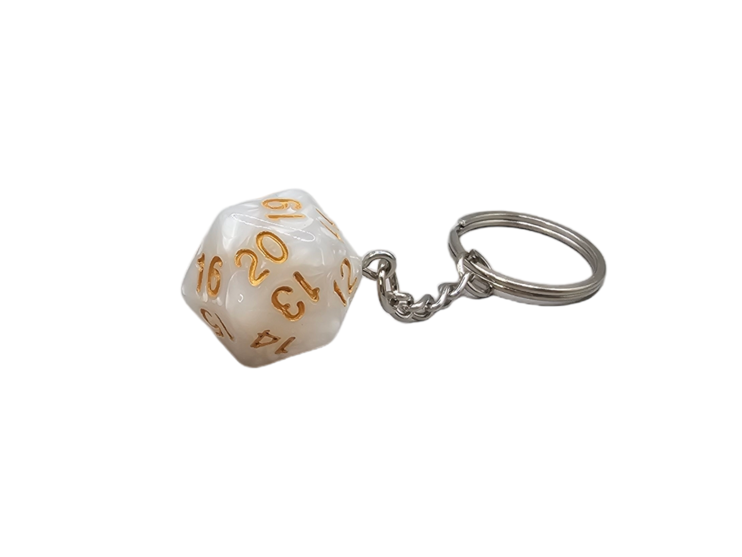 D20 Spindown Keychain White