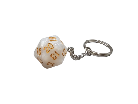 D20 Spindown Keychain White