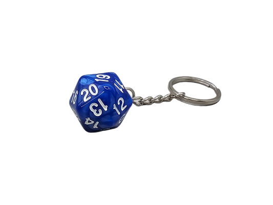 D20 Spindown Keychain Blue