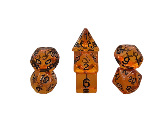 7-teiliges RPG Würfelset Transparent: Black Honey