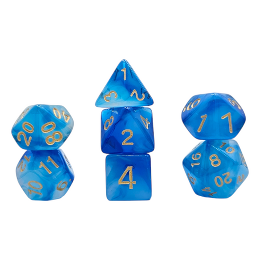 7-teiliges RPG Würfelset Confetti: Cocktail Blue Lagoon