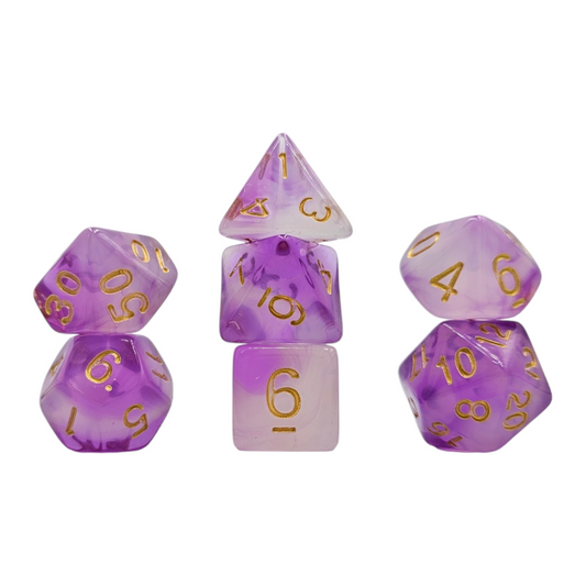 7-teiliges RPG Würfelset Galaxy: Cocktail Purple Rain