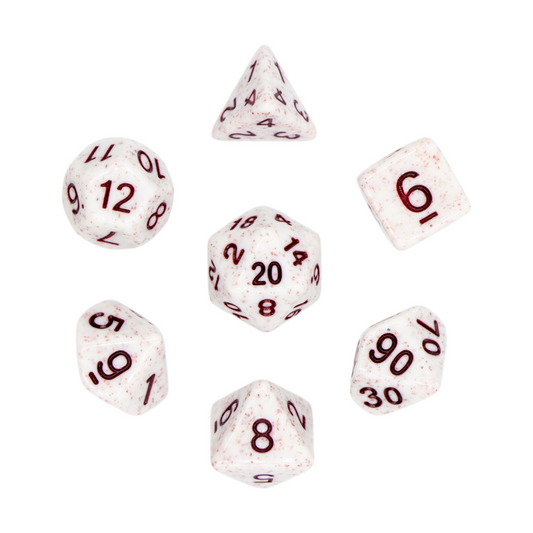 7-teiliges RPG Würfelset Mehrfarbig: Granite White/Red