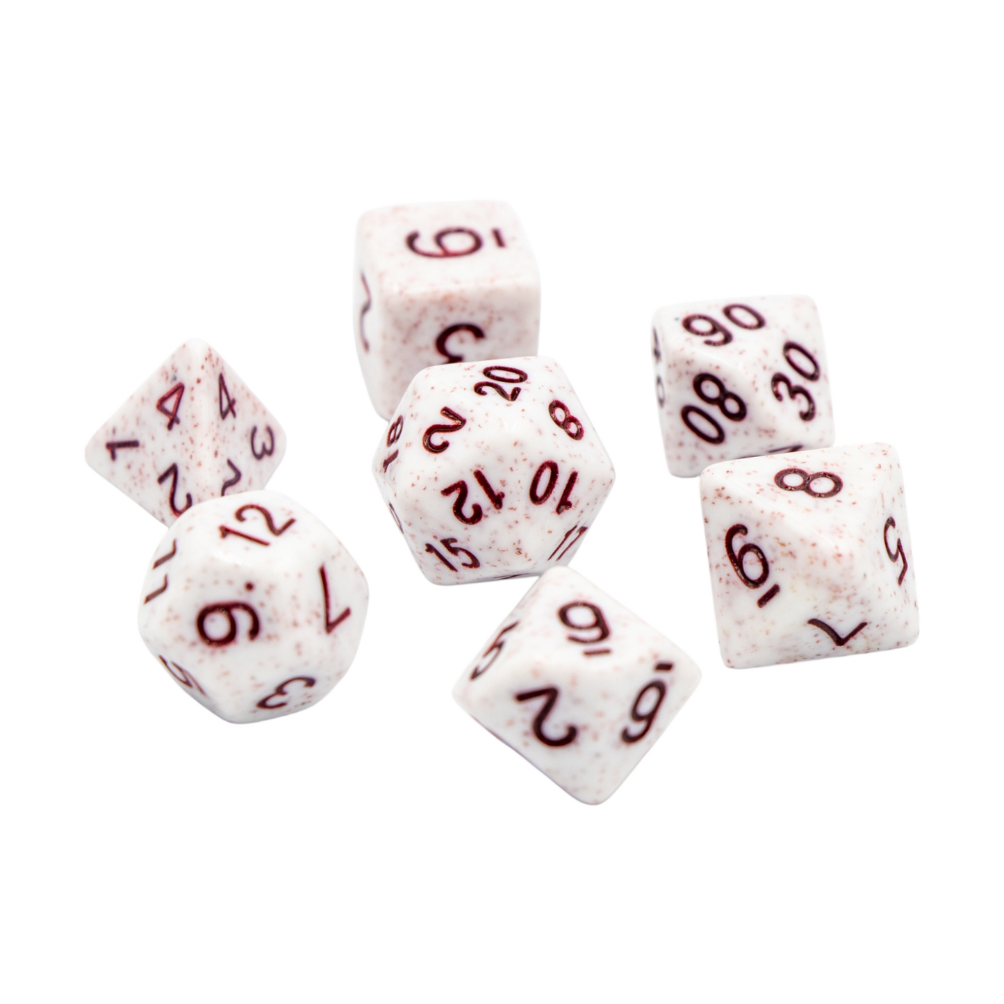 7-teiliges RPG Würfelset Mehrfarbig: Granite White/Red