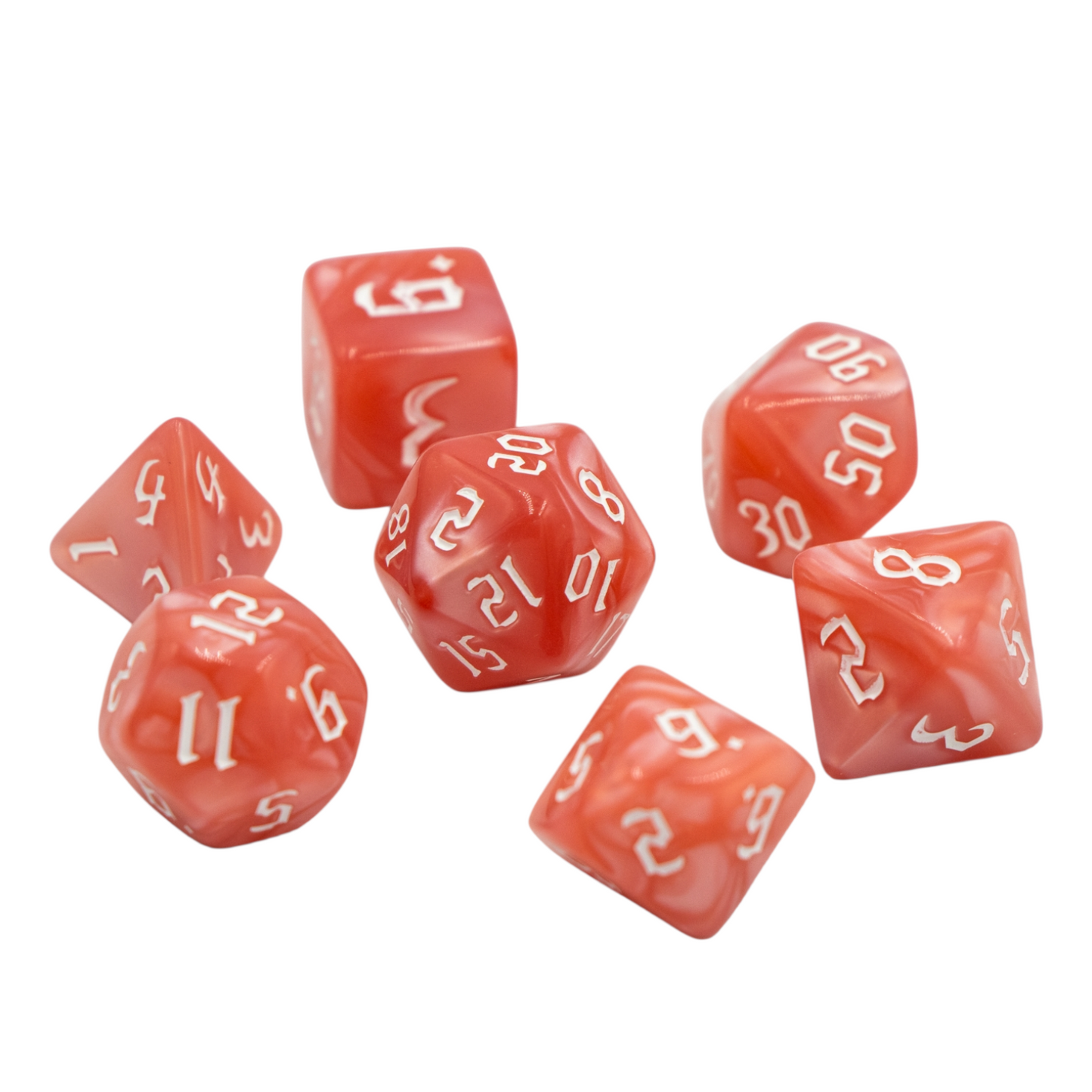7-teiliges RPG Würfelset Pearl: Rose