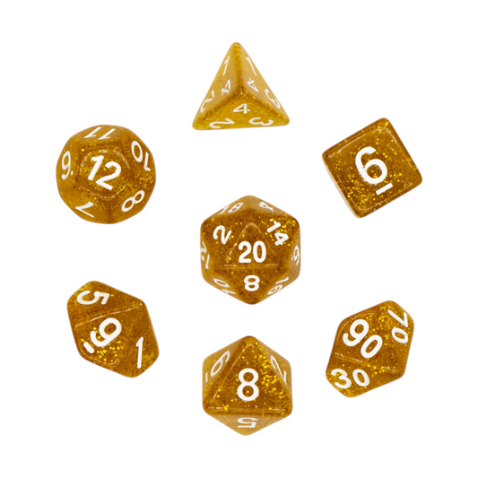 7-teiliges RPG Würfelset Confetti: Powder Gold