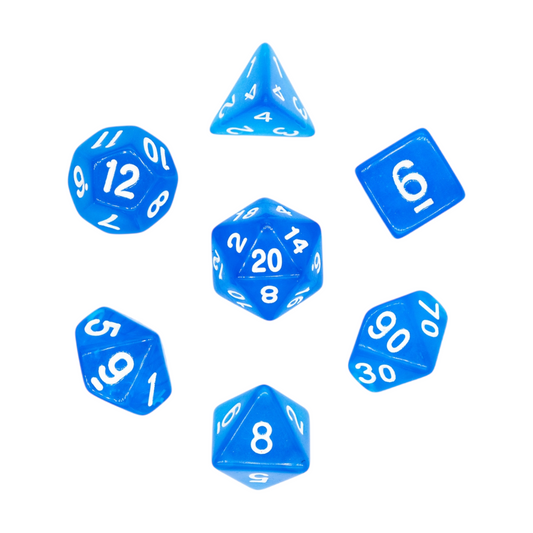 7-teiliges RPG Würfelset Transparent: Deep Blue