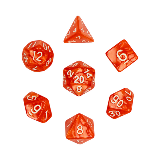 7-teiliges RPG Würfelset Pearl: Orange/White