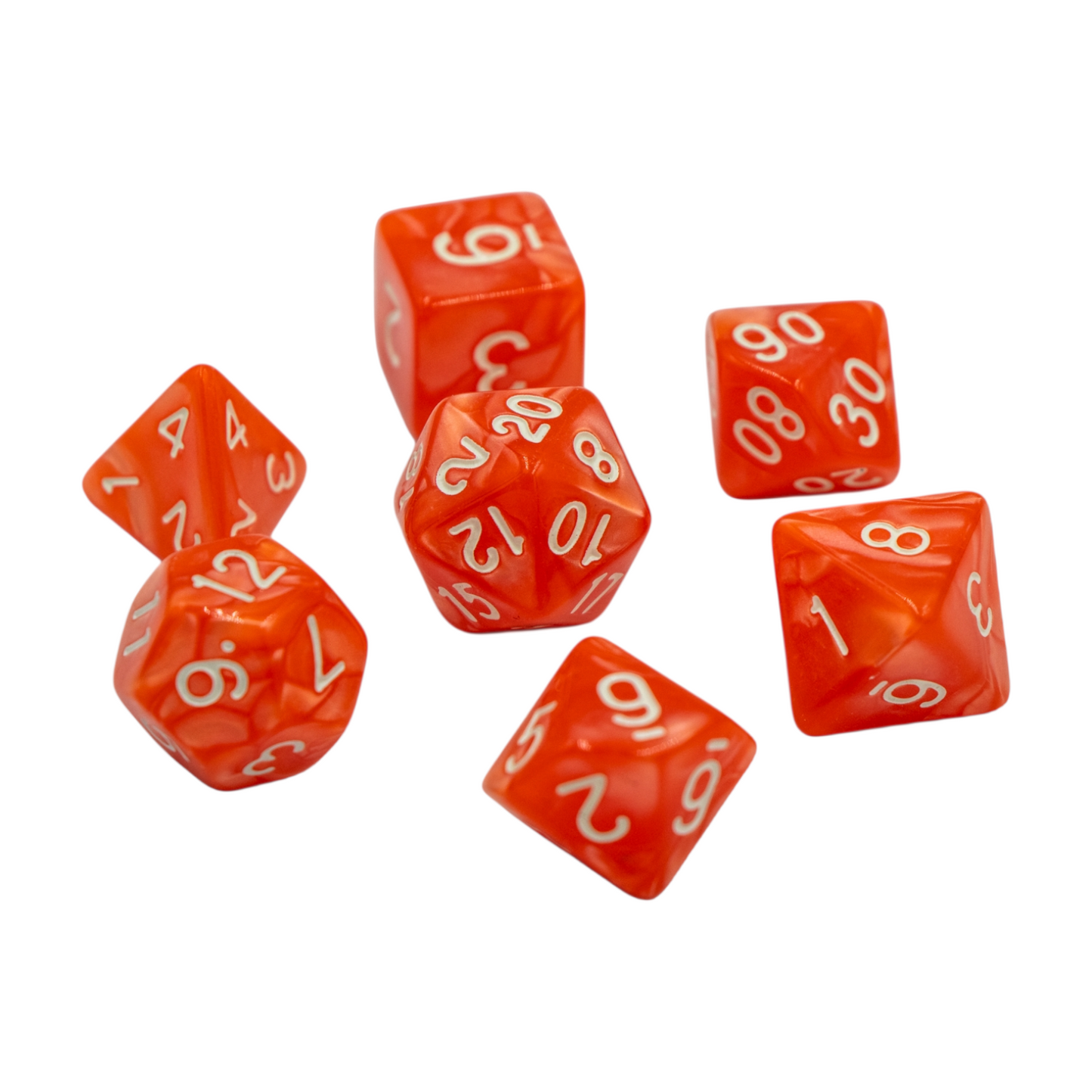 7-teiliges RPG Würfelset Pearl: Orange/White