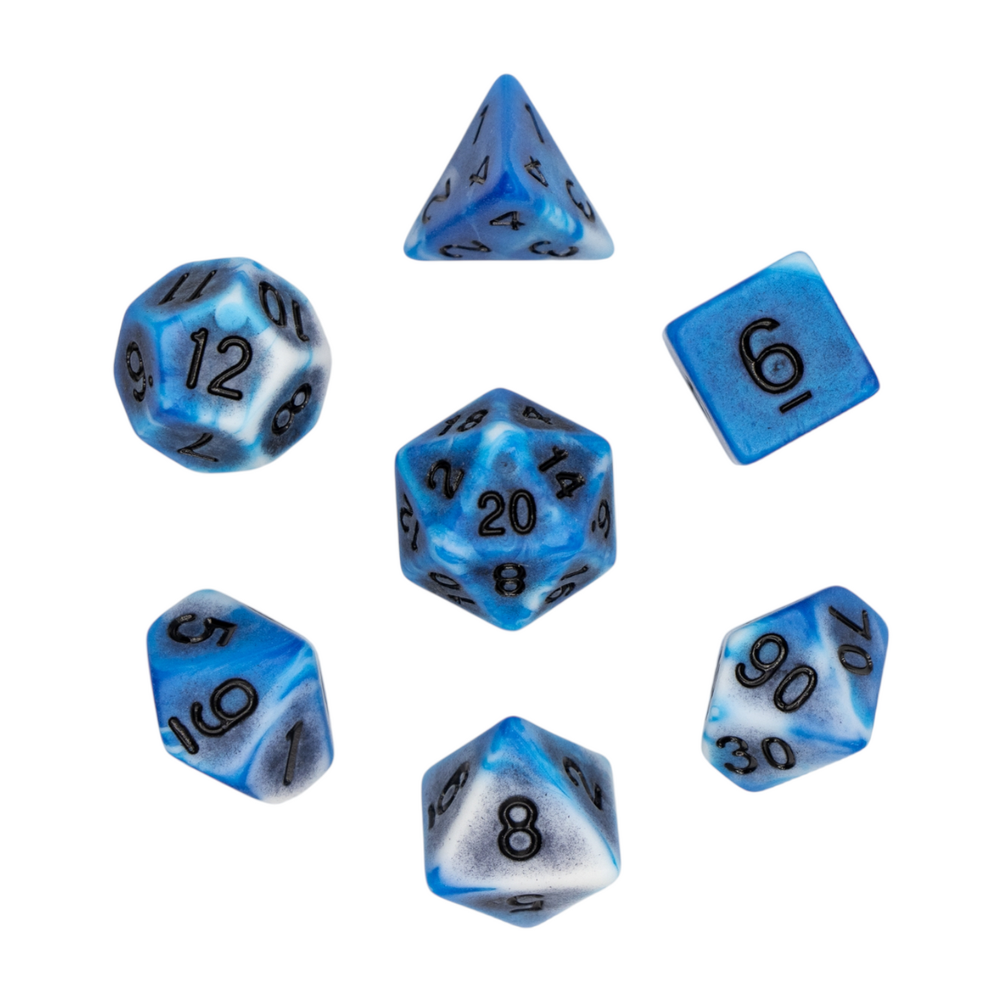 7-teiliges RPG Würfelset Ancient: Blue Rock