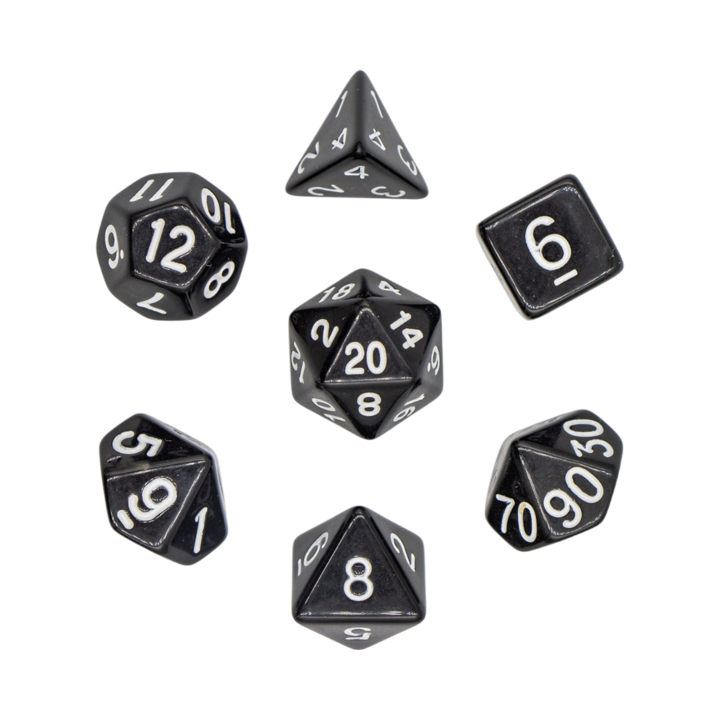 7-teiliges RPG Würfelset Opaque: Black/White