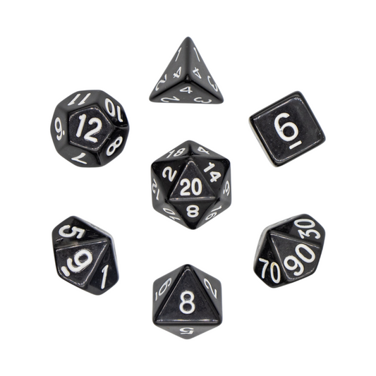 7-teiliges RPG Würfelset Opaque: Black/White