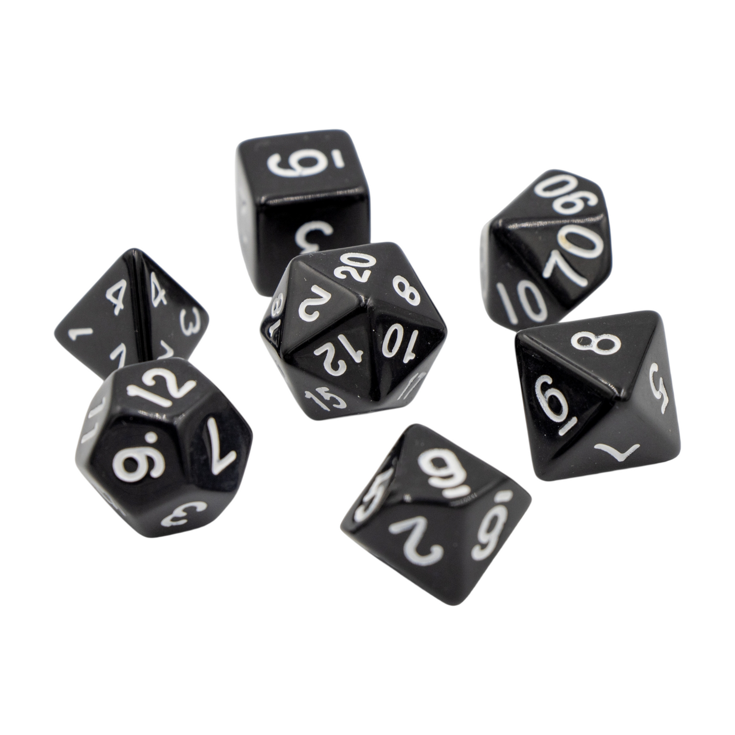 7-teiliges RPG Würfelset Opaque: Black/White
