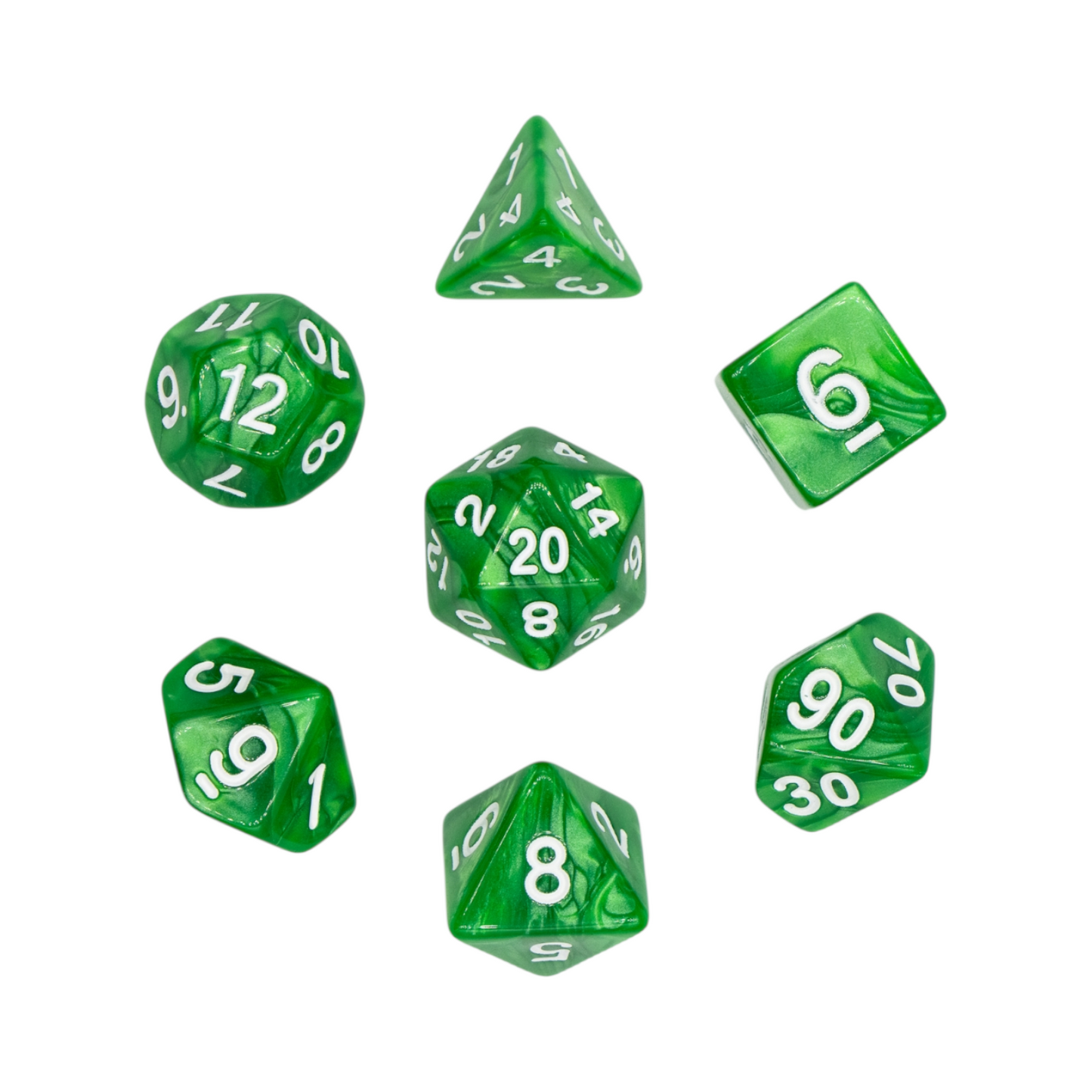7-teiliges RPG Würfelset Pearl: Green