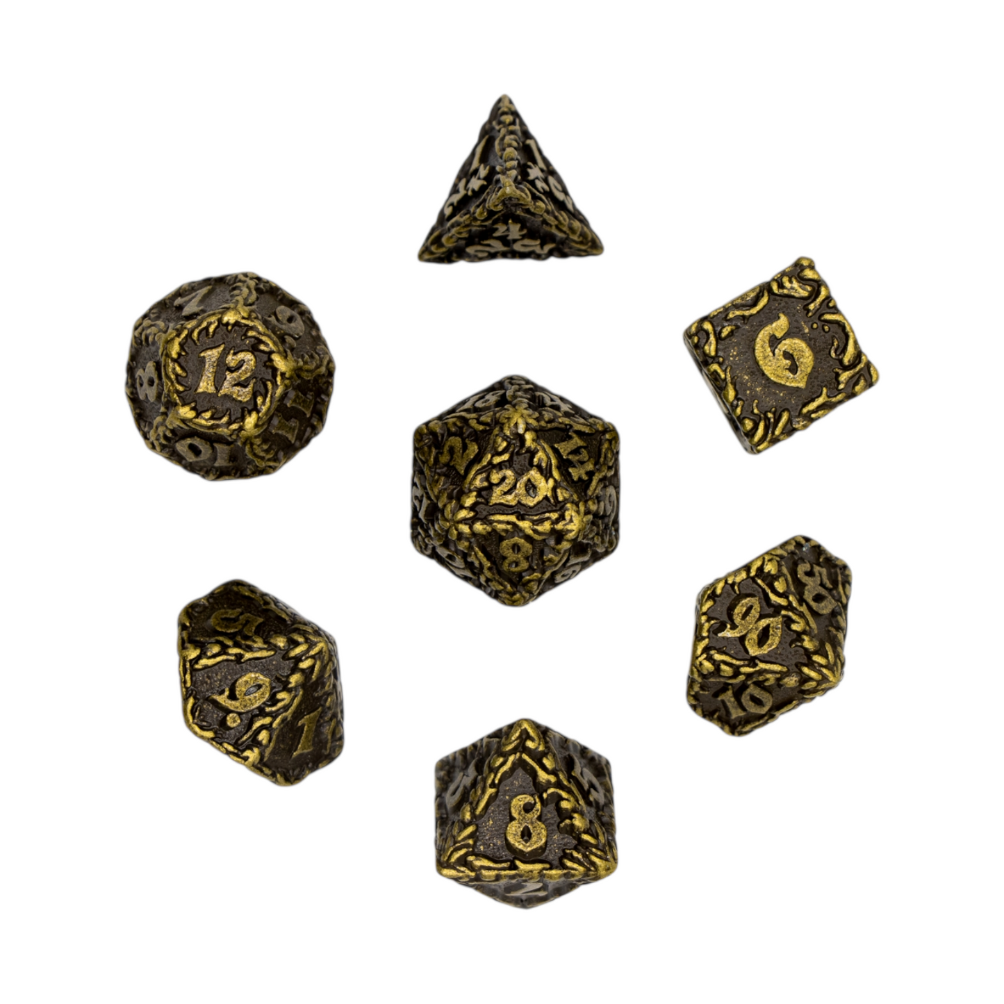 7-teiliges RPG Würfelset Metall: Druid Bronze