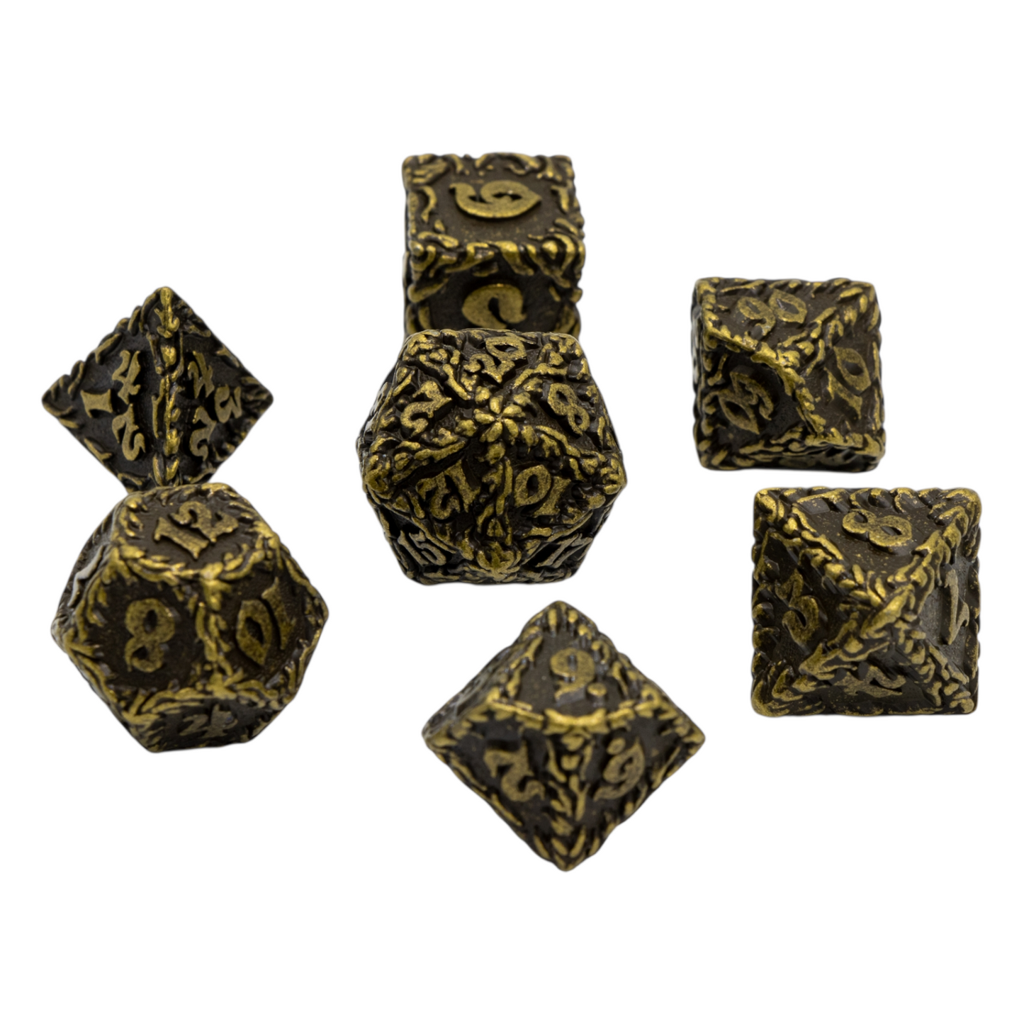 7-teiliges RPG Würfelset Metall: Druid Bronze