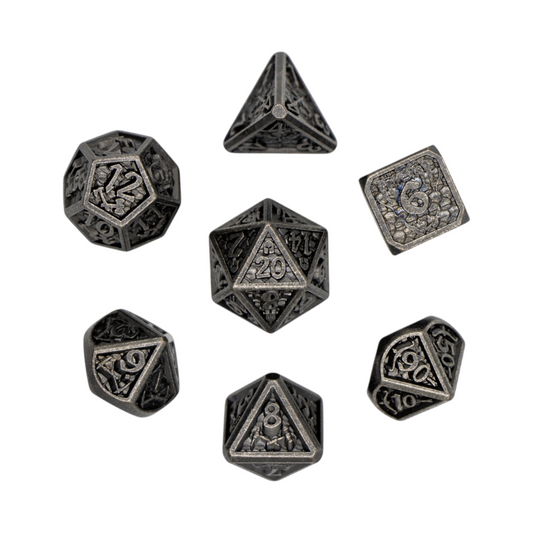 7-teiliges RPG Würfelset Metall: Scale Silver
