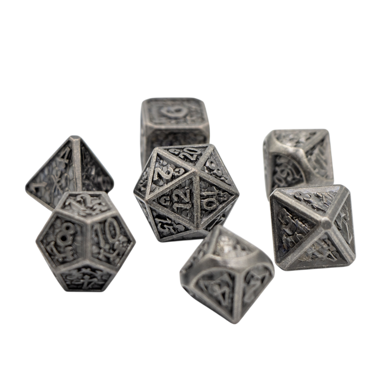 7-teiliges RPG Würfelset Metall: Scale Silver