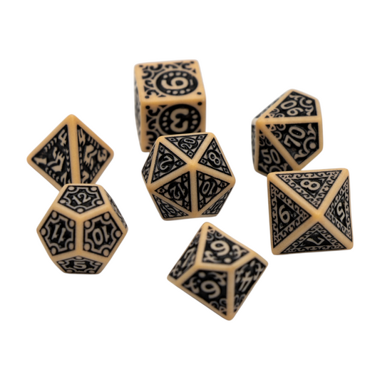 7-teiliges RPG Würfelset Magic Flame: Beige