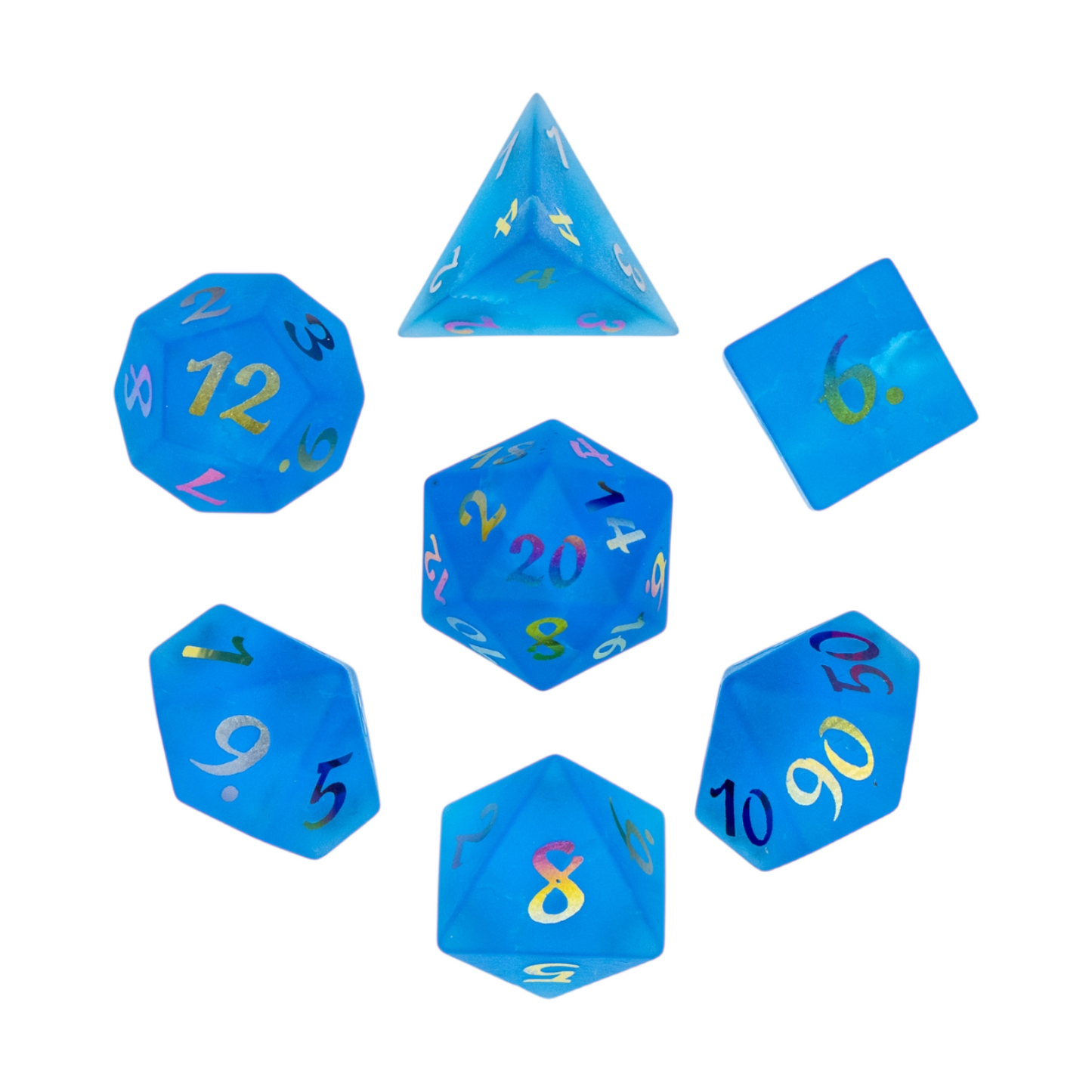 7-teiliges RPG Würfelset Edelstein: Crystal Glass Blue