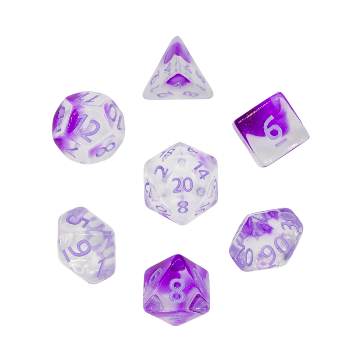 7-teiliges RPG Würfelset Transparent: Nebula Lavender