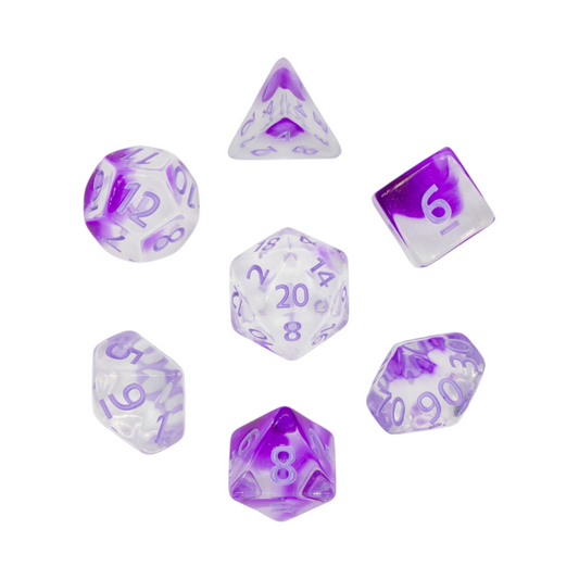 7-teiliges RPG Würfelset Transparent: Nebula Lavender