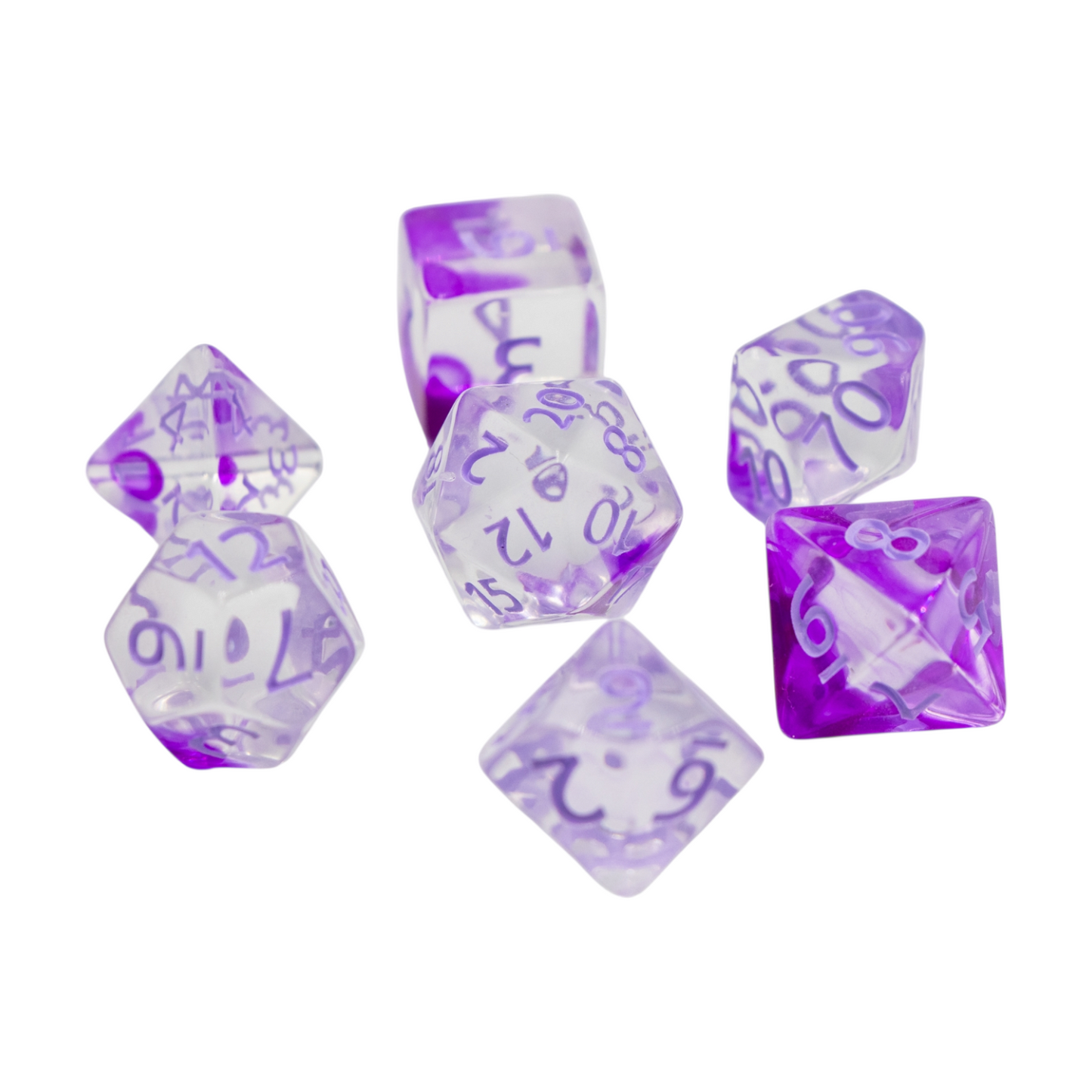 7-teiliges RPG Würfelset Transparent: Nebula Lavender