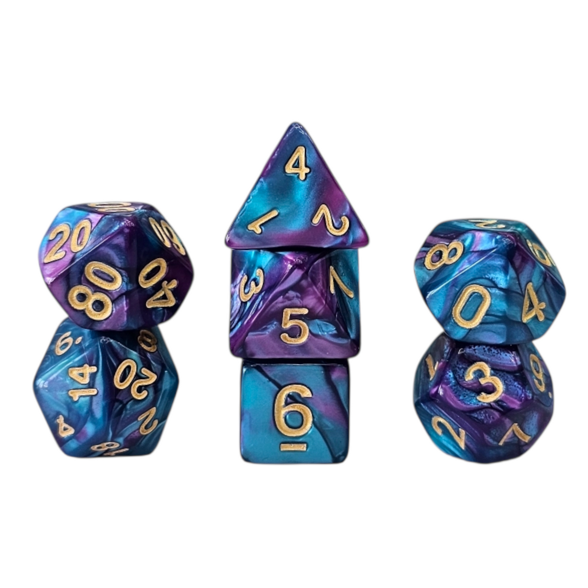 7-teiliges RPG Würfelset Mehrfarbig: Racing Blue/Purple