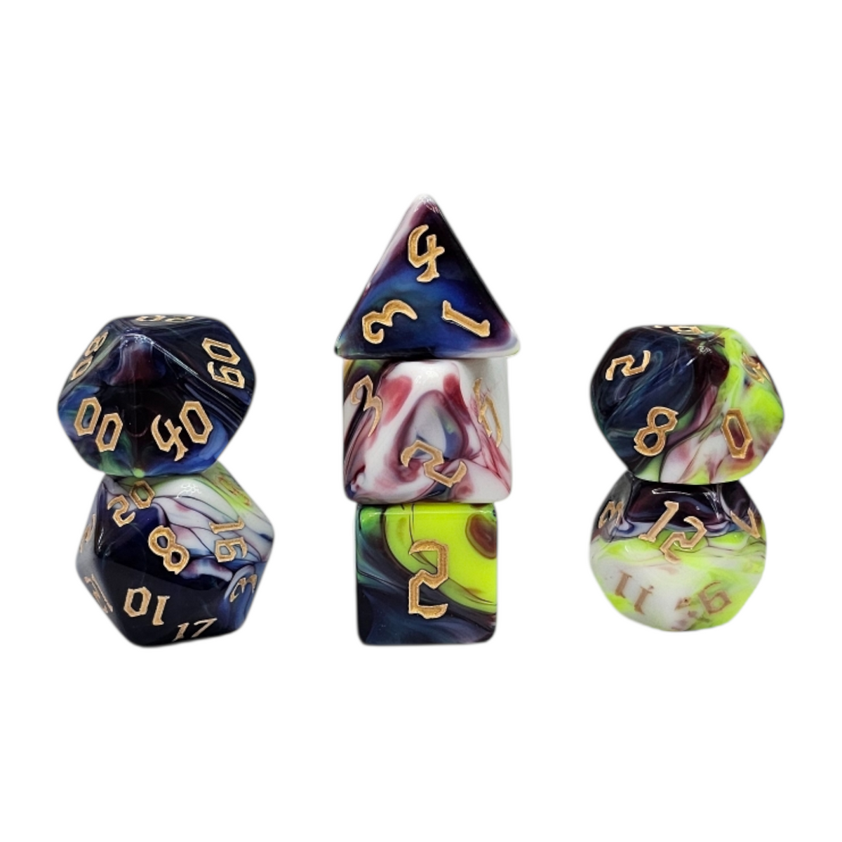 7-teiliges RPG Würfelset Mehrfarbig: Racing Batik