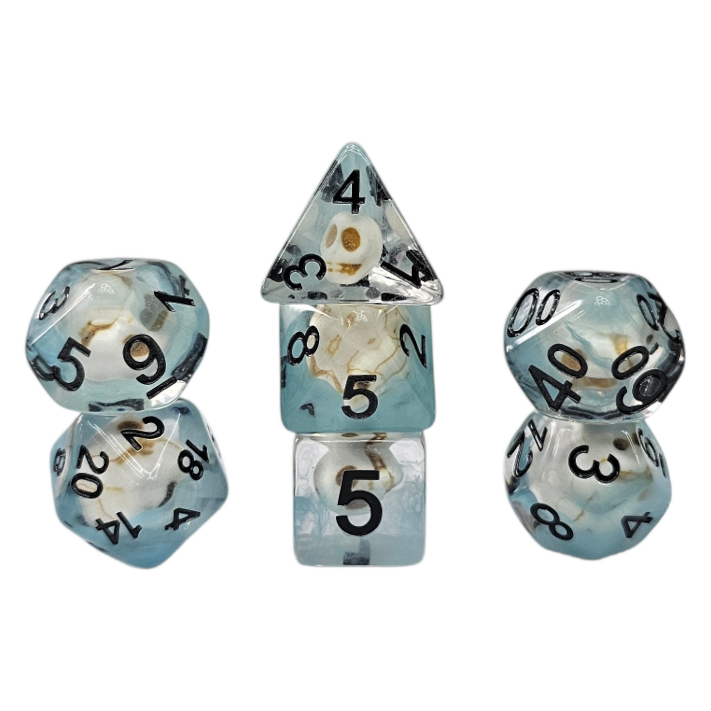 7-teiliges RPG Würfelset Transparent: Skull Relaunch