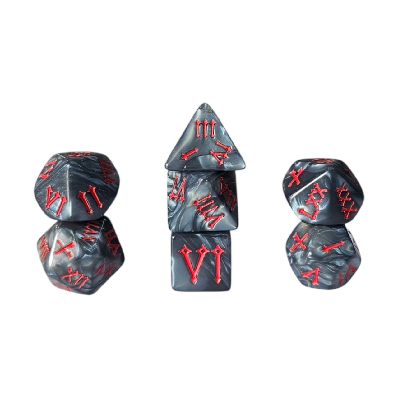 7-teiliges RPG Würfelset Mehrfarbig: Roman Grey/Red