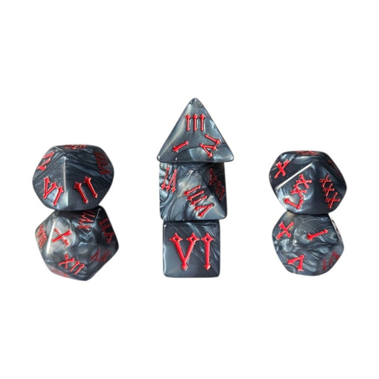 7-teiliges RPG Würfelset Mehrfarbig: Roman Grey/Red