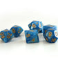 7-teiliges RPG Würfelset Pearl: Azur/Gold