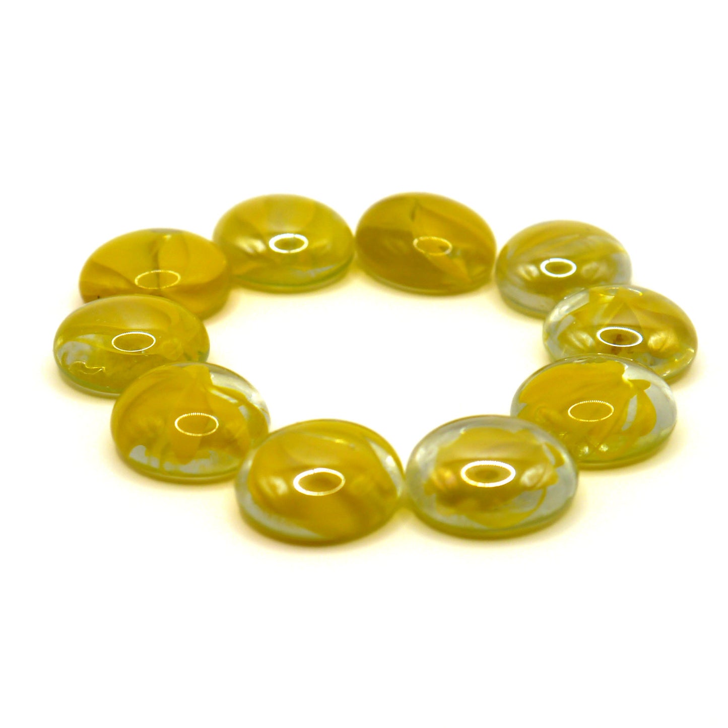 10 Spielsteine: Transparent mit Gelb