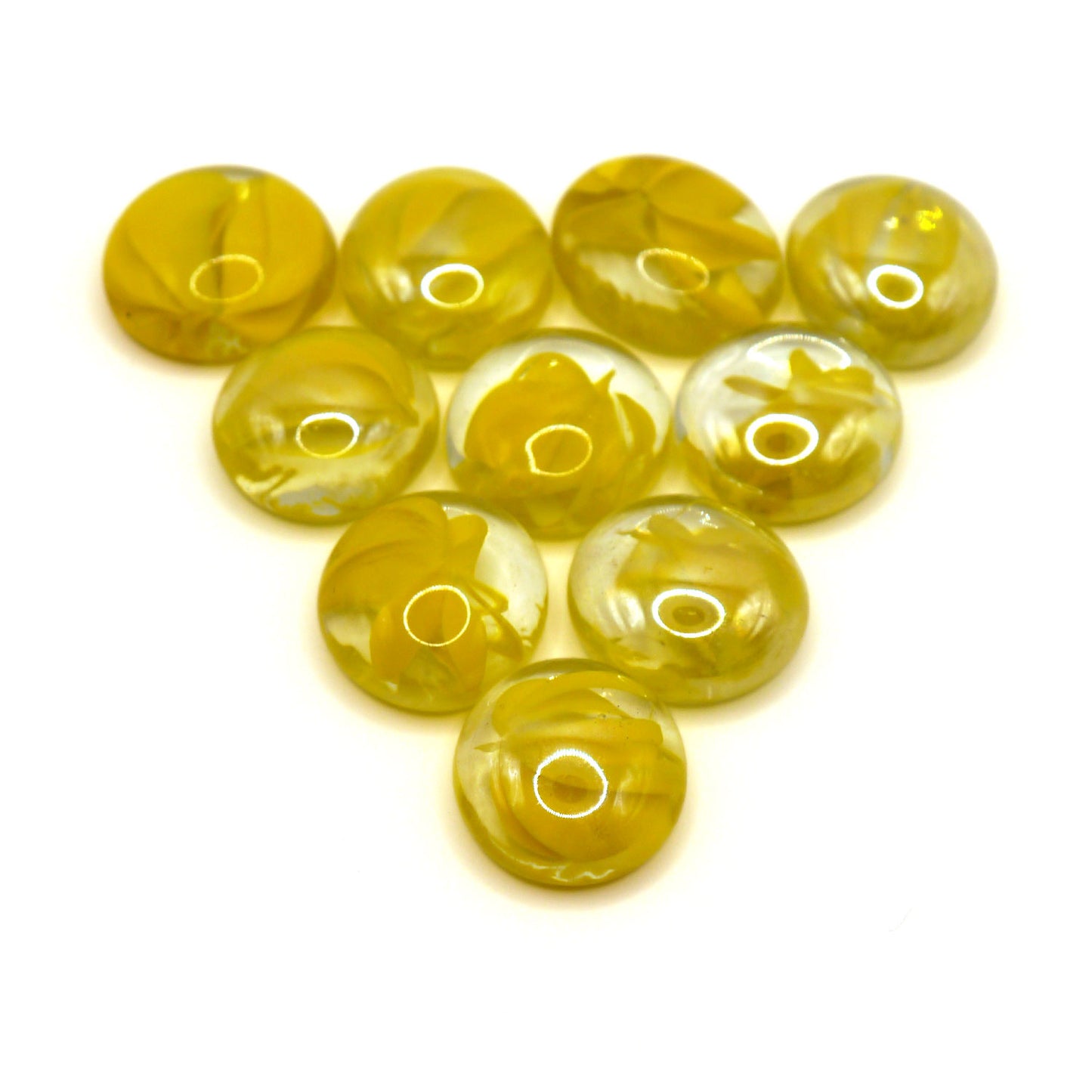 10 Spielsteine: Transparent mit Gelb