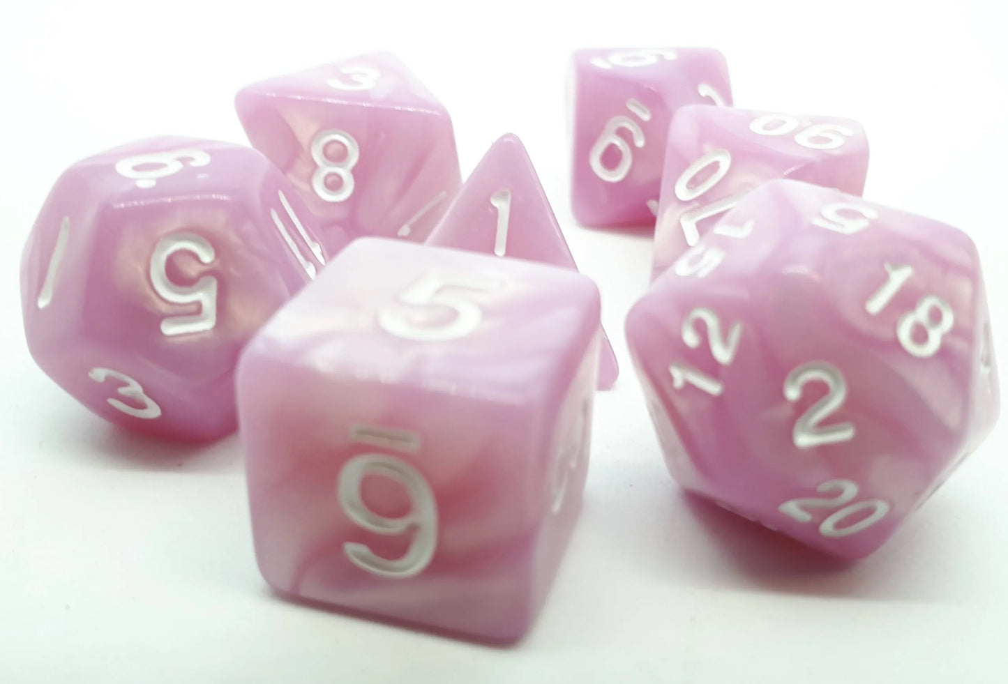 7-teiliges RPG Würfelset Pearl: Lavender/White