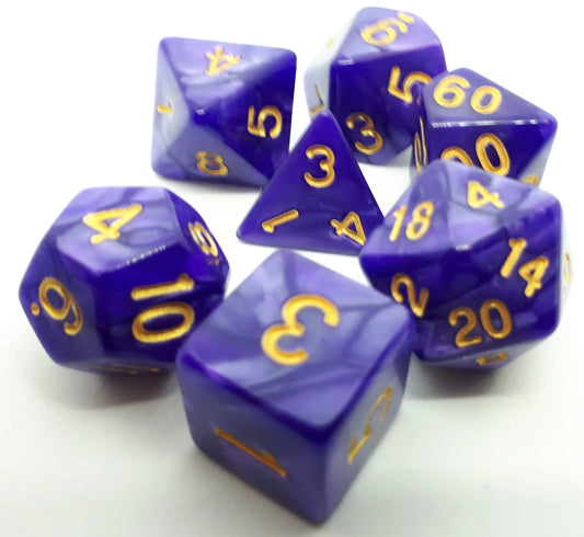 7-teiliges RPG Würfelset Pearl: Purple/Gold