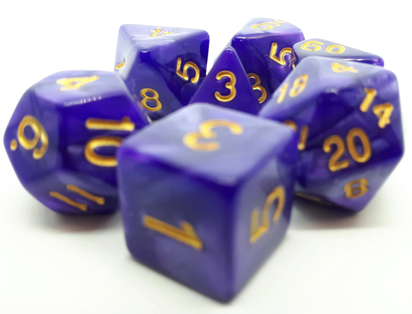 7-teiliges RPG Würfelset Pearl: Purple/Gold