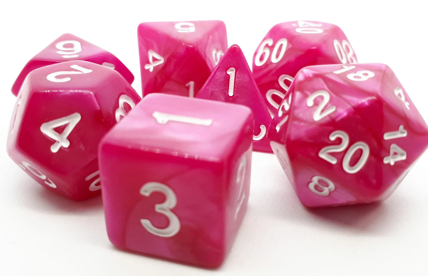 7-teiliges RPG Würfelset Pearl: Pink/White