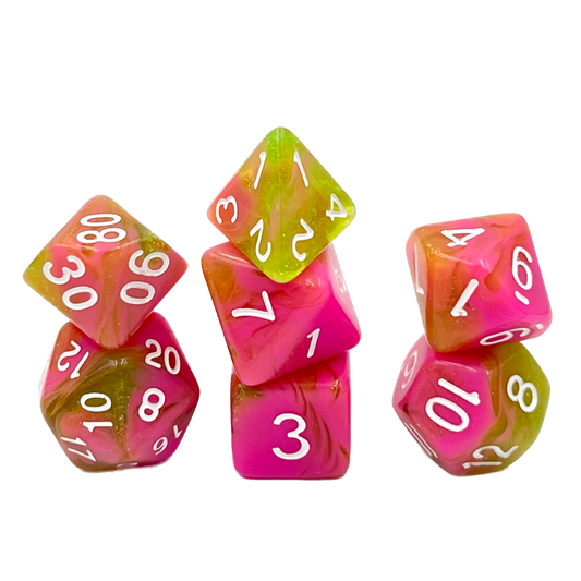 7-teiliges RPG Würfelset Mehrfarbig: Pink Apple