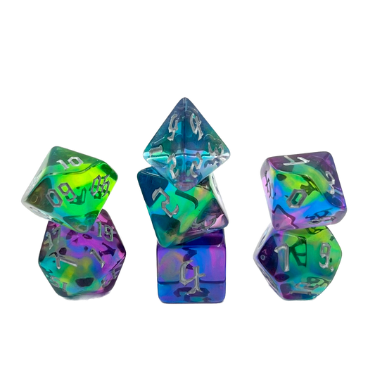 7-teiliges RPG Würfelset Transparent: Aurora