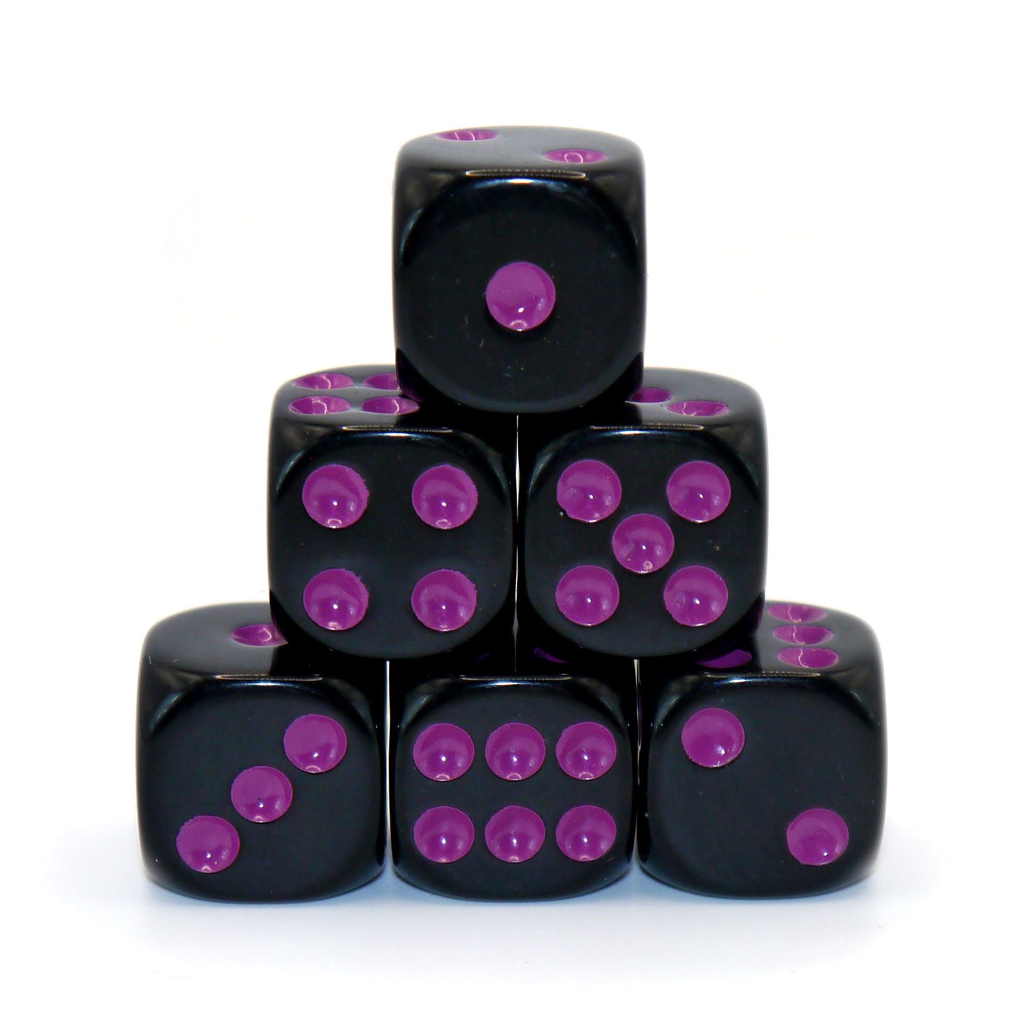 D6 Würfelset Opaque: Black/Neon Purple