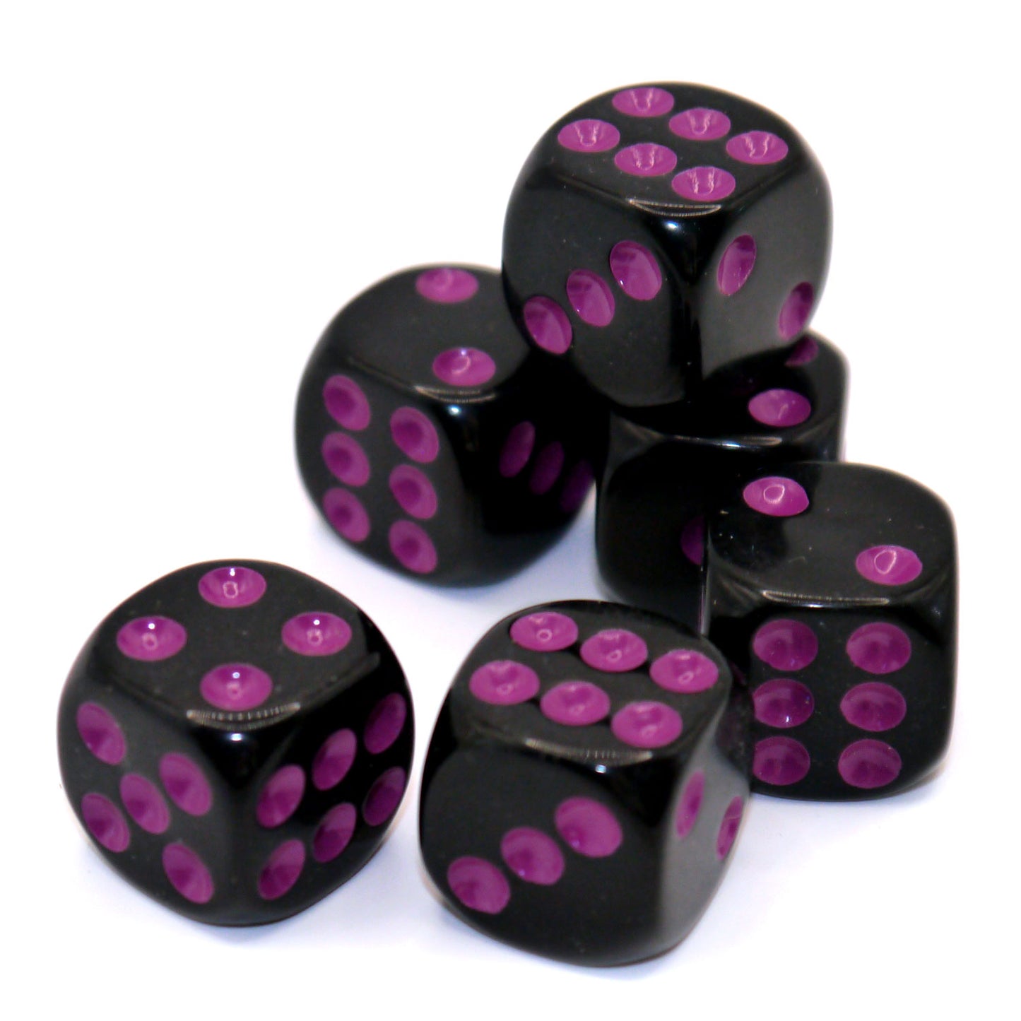 D6 Würfelset Opaque: Black/Neon Purple