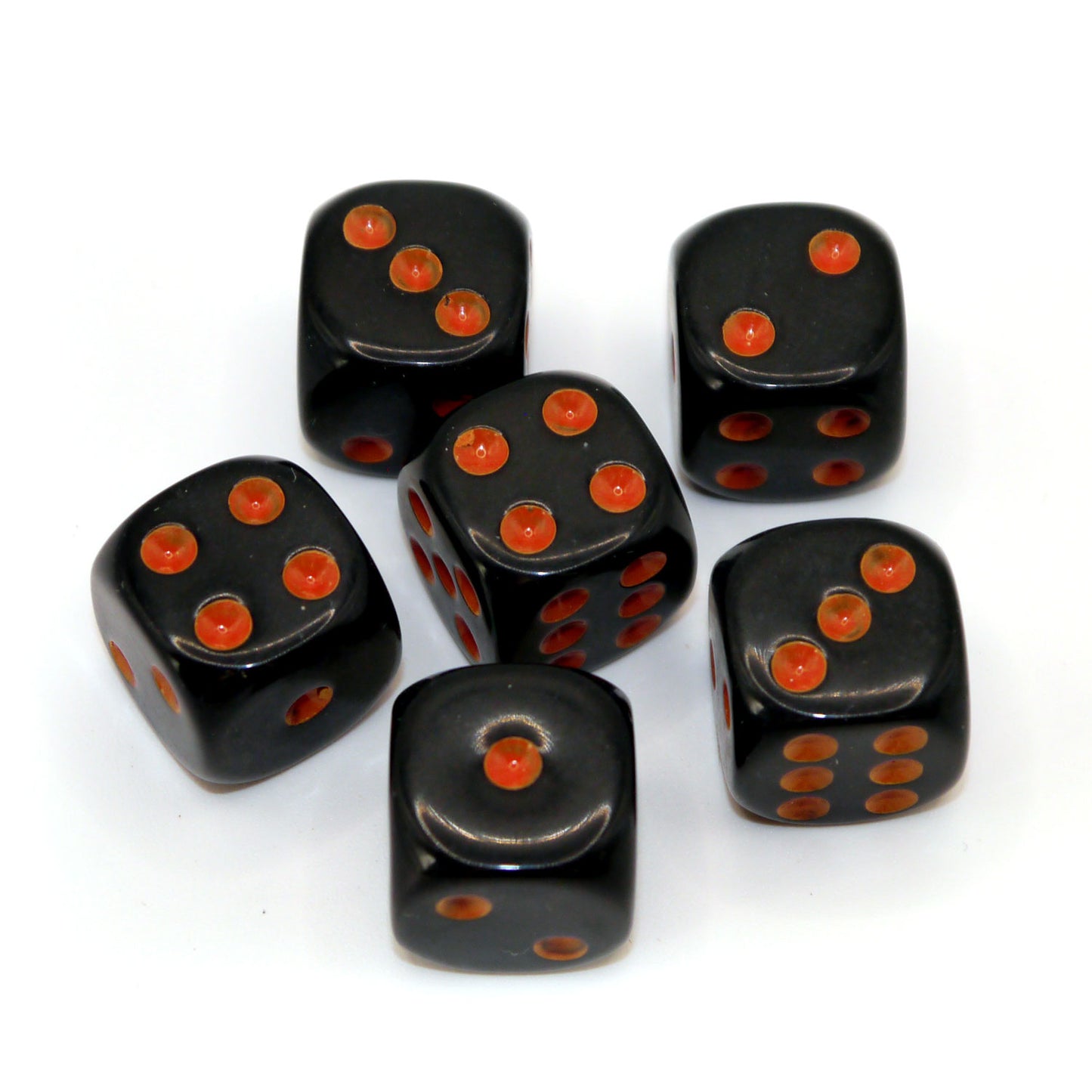 D6 Würfelset Opaque: Black/Orange