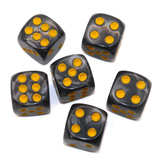 D6 Würfelset Pearl: Black/Gold