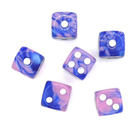 D6 Würfelset Two Toned: Blue/Pink+White